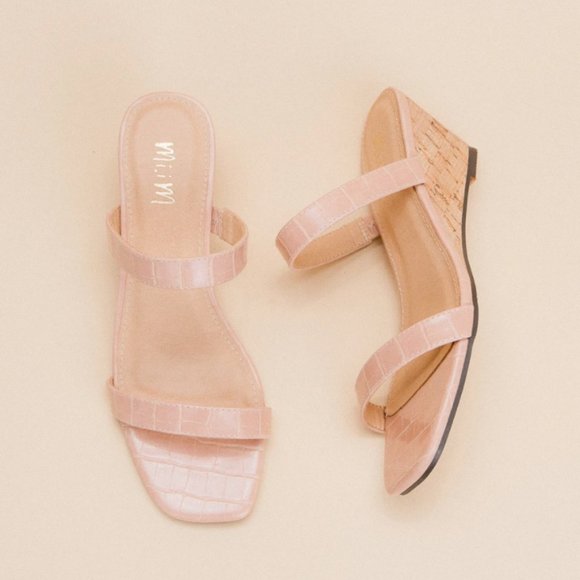 THIN FAUX-CROCODILE STRAPS TOP A DOUBLE-BAND SANDA - Picture 2 of 10